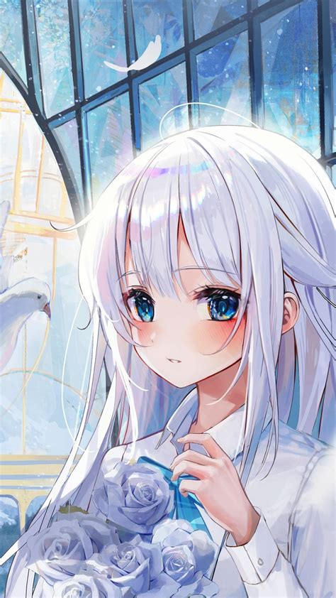 White Hair Anime Girl Wallpapers Top Free White Hair Anime Girl