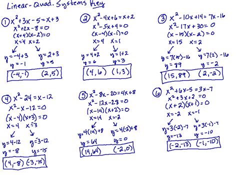 6 Systems Of Quadratic Equations