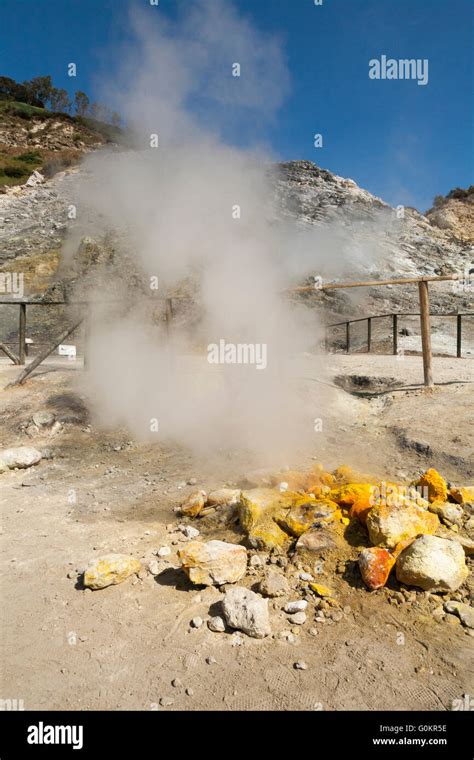 Solfatara Volcano Steam And Sulfurous Fumes Rise From Fumerole