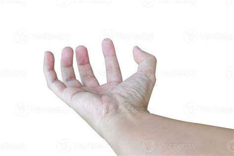 Man Open Hand Gesture Holding Something Isolated On White Background