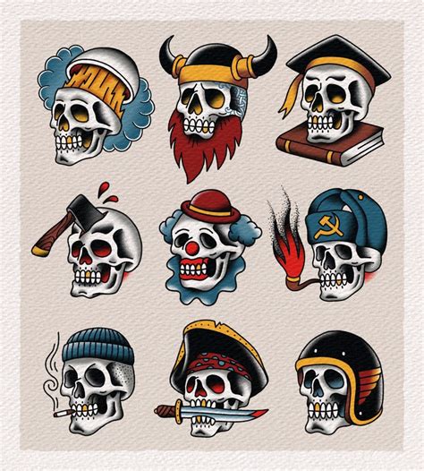 Skull Collection 2 Old School Traditional Tattoo Traditional Tattoo