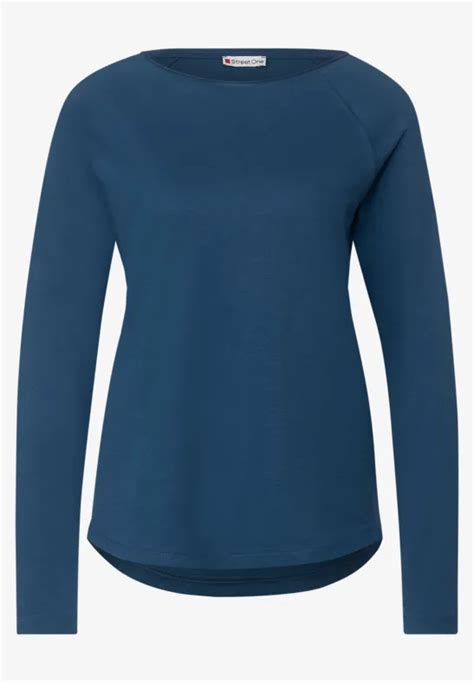 STREET ONE Basic Langarmshirt für Damen in Blau MINA STREET ONE