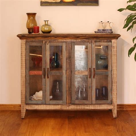 Antique 50 Inch Console W 4 Glass Doors Ifd Furniture Furniture Cart