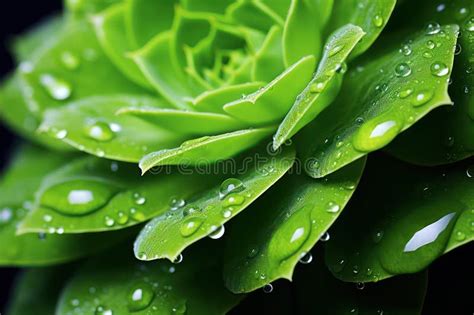 Close Up Of Green Succulent Like Flower Generative Ai Stock