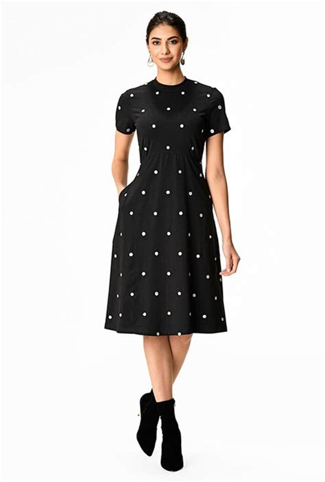 Shop Polka Dot Embellished Cotton Knit Dress Eshakti