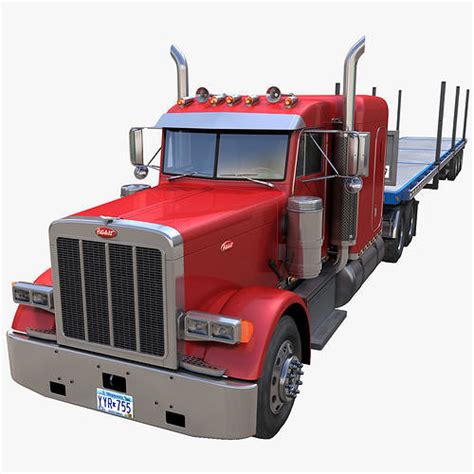 3D model Peterbilt 379 flatbed trailer VR / AR / low-poly | CGTrader