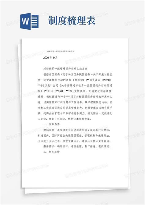 对标世界一流管理提升行动实施方案word模板下载编号lvdypjkg熊猫办公