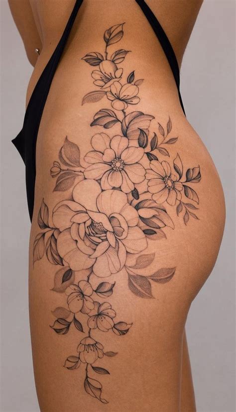 Beautiful Hip Tattoo Idea For Girls Bum Tattoo Women Side Thigh