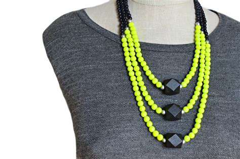 Neon Necklace Neon Jewelry Neon Yellow Necklace Neon