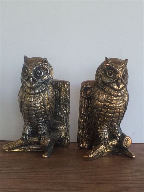 Vintage Owl Brass Bookends Hampton Virginia Woodland Book Ends Etsy Vintage Owl Bookends