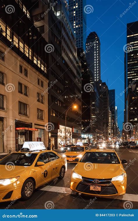 New York City Streets At Night Editorial Stock Photo Image Of Motion