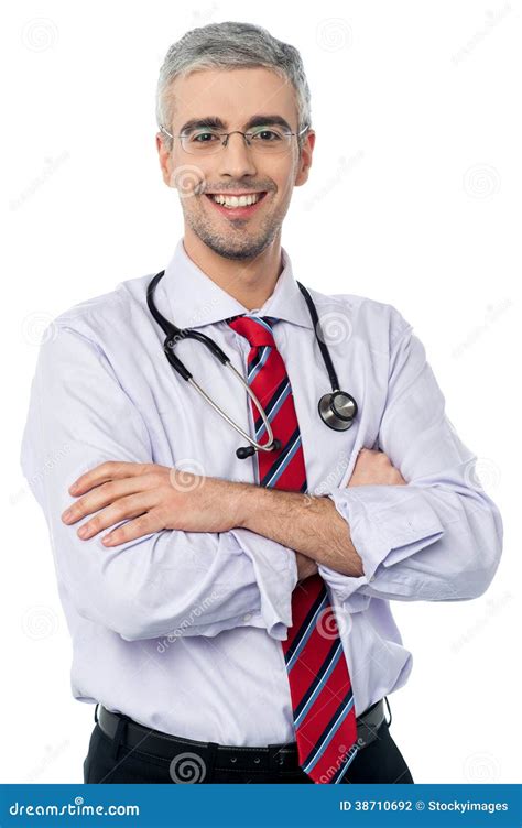 Experienced Doctor With Arms Crossed Stock Photo Image Of Arms Coat