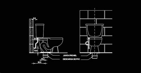 Detalle instalación de inodoro sanitario AutoCAD DWGAutoCAD