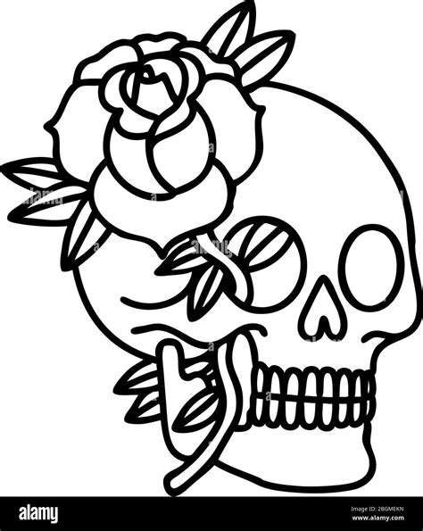 Rose And Skull Drawings