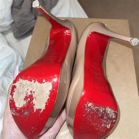 Christian Louboutin Lady Peep Heels In Nude Worn Depop