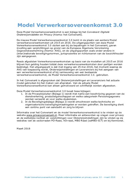 Invulbaar Online Deze Model Verwerkersovereenkomst Is Een Bijlage Bij