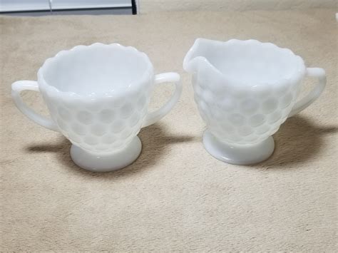 Set Of 5 Collectible Vintage Milk Glass Creamer Sugar Bowl Etsy