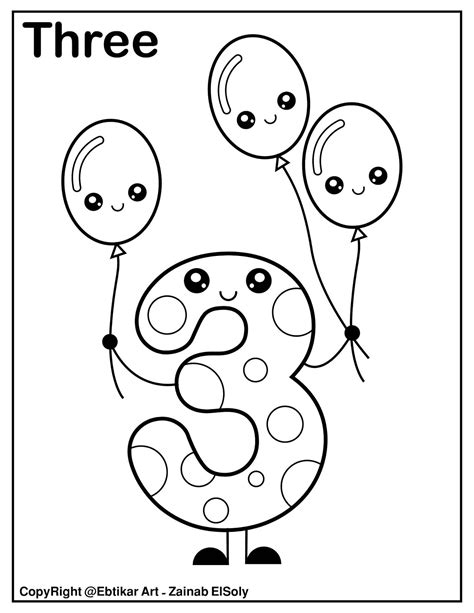 Coloring Number 3 Worksheets