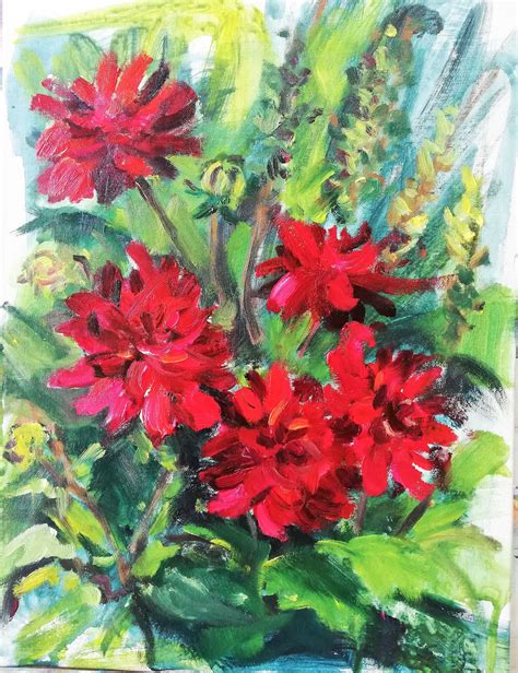 Dahlia By Angela Corben Water Mixable Oil On Canvas Board Cm X Cm