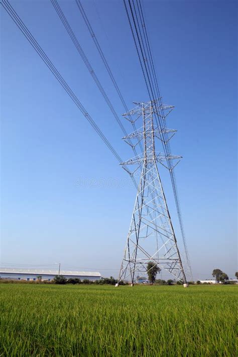 High Voltage Transmission Tower And Electricity Voltage Wiring Cable