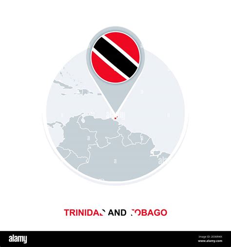 Trinidad And Tobago Map And Flag Vector Map Icon With Highlighted