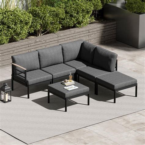 Pellebant Piece Aluminum Leisure Outdoor Day Bed Sofa With Dark Gray