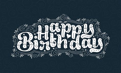 Happy Birthday Beautiful Lettering Design With Dots Lines And Leaves 10199665 Vector Art At