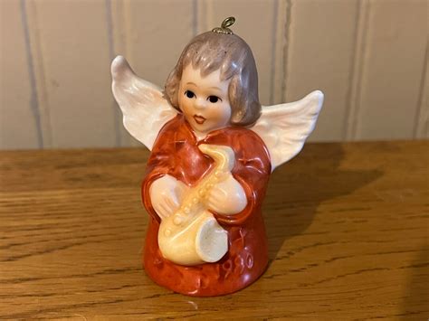 Goebel Angel Figurine Christmas Tree Ornament Bell Playing Saxophone W