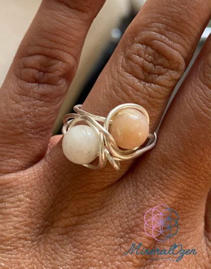 Bague Collection Lhassa Double En Pierre De Lune Et Opale Rose