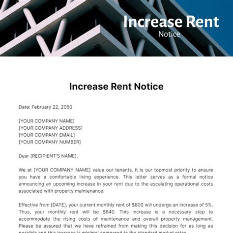 Free Increase Rent Notice Template To Edit Online