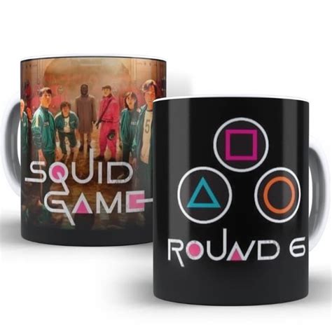 Caneca Round Squid Game X Cara Round Porcelana Ref Elo