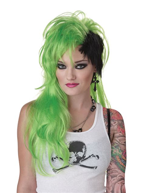 Smash Punk Green Wig 70670 Fancy Dress Ball