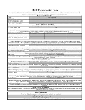 Fillable Online Leed Documentation Form Baltrofloorsbbcomb Fax Email