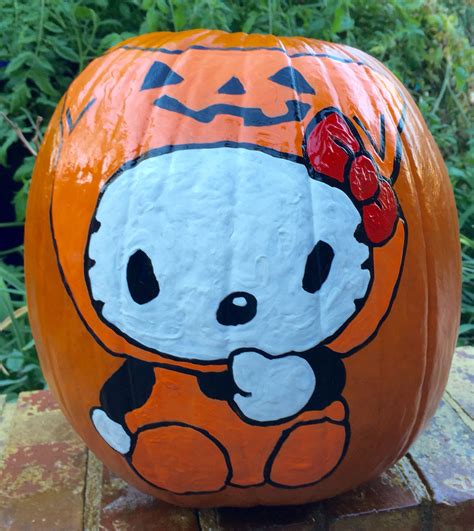 Hello Kitty Hand Painted Pumpkin Painted Pumpkins Pumpkin Painting