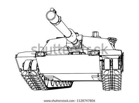 Sketch Military Tank Vector Art Stock Vector (Royalty Free) 1128747806