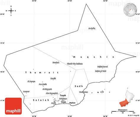 Blank Simple Map of Dhofar, cropped outside