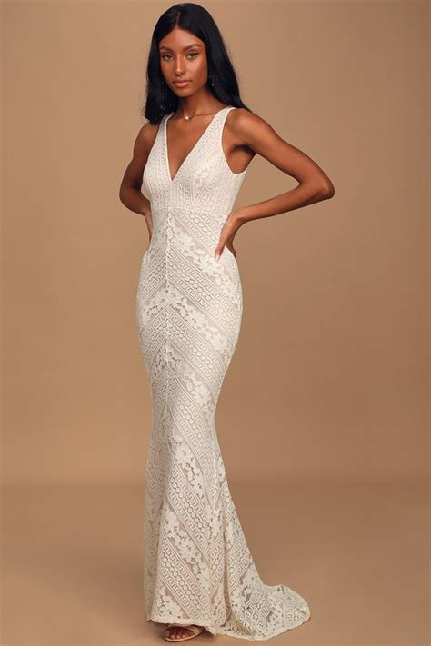 White Lace Dress Maxi Dress Mermaid Dress Bridal Gown Lulus