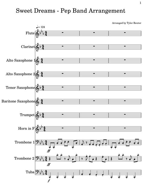 Sweet Dreams Pep Band Arrangement Sheet Music For Flute Clarinet