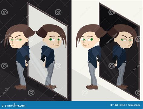 Good Or Bad Character Reflected In The Mirror Alter Ego Or Emotions