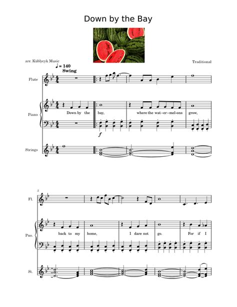 Down By The Bay Sheet Music For Piano Flute Strings Group Mixed