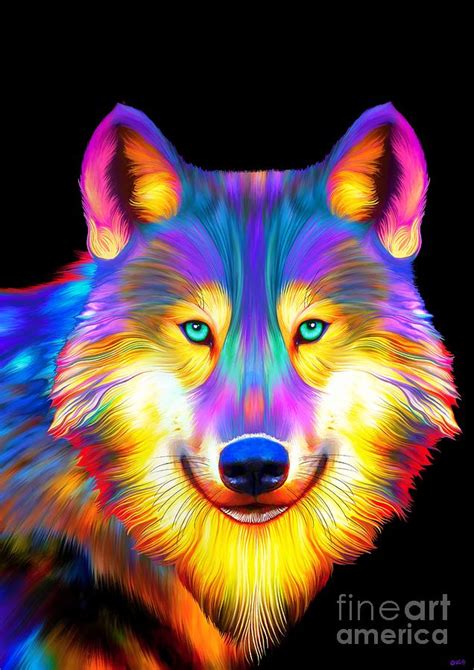 Colorful Lone Wolf Digital Art By Nick Gustafson Fine Art America