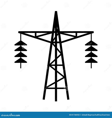 Icono Del Vector De La Torre De La Línea Eléctrica Ilustración del