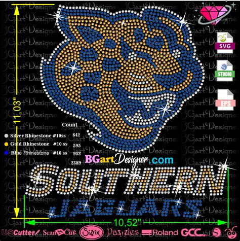 lllᐅSouthern Jaguars mascot rhinestone - best rhinestone svg template