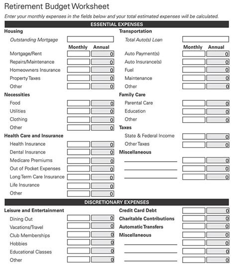 How To Plan A Retirement Budget Free Worksheets Excel Pdf