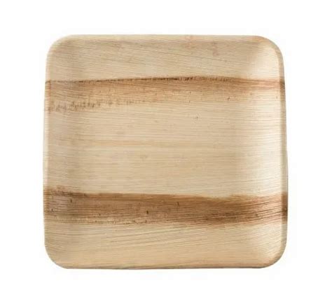 Creamy Inch Square Areca Leaf Plate For Serving Food Packaging