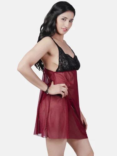 Sexy Net Honeymoon Wine Babydoll Bikini Night Dress K Kw At Rs