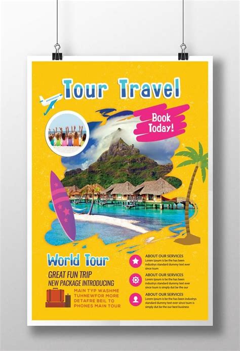 Yellow Creative Tour Travel Poster Template Psd Free Download