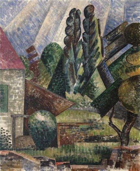 Auguste Herbin 1882 1960 Maison Et Arbres À Ceret 1913 65 X 54 Cm