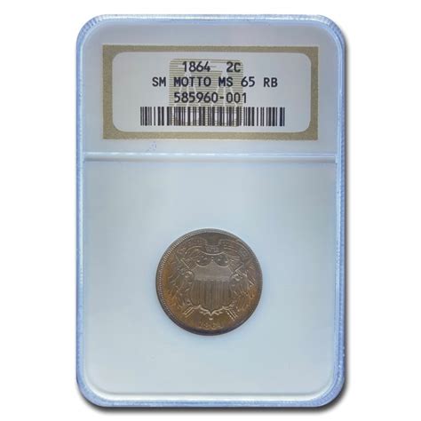 Buy 1864 Two Cent Piece Ms 65 Ngc Redbrown Small Motto Apmex