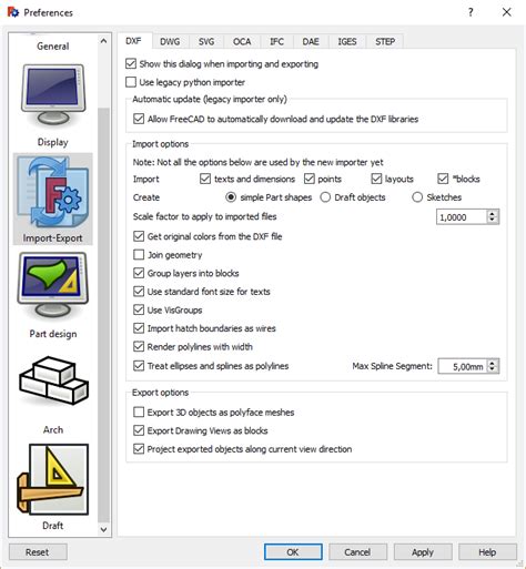 Preferin E Import Export Freecad Documentation